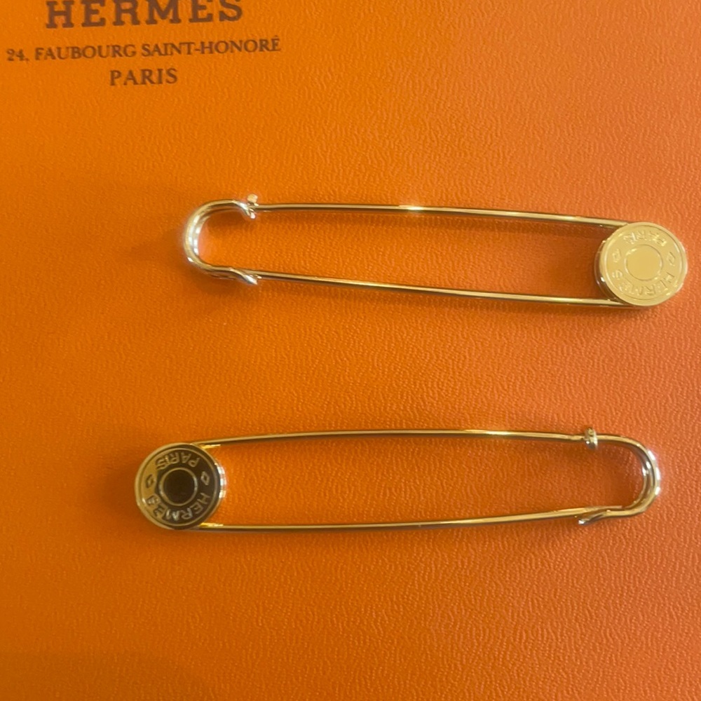Hermes gold scarf pins